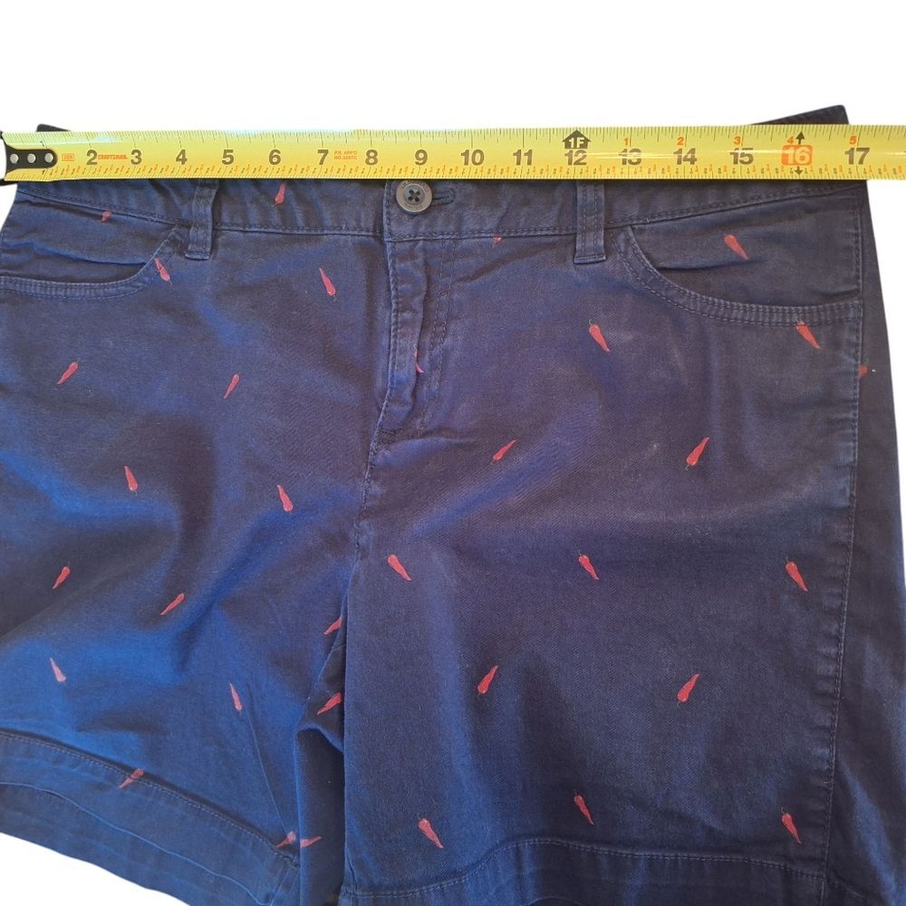 G. H. Bass & Co. Shorts Chino Red Hot Chili Pepper Print Sz 10 Navy Blue Cotton - Picture 4 of 10